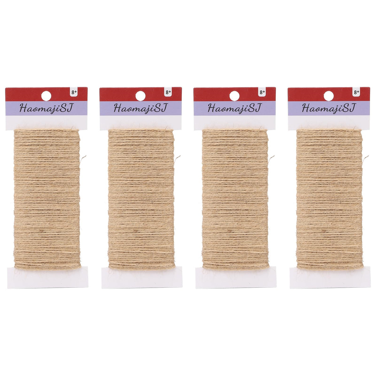 1.5mm 4Pack Brown Natural Jute Twine 656FT Total for Gift Wrap, DIY Crafts