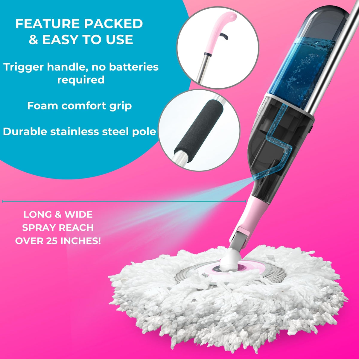 Heavy Duty Spray Mop Kit for Floor Cleaning, Refillable Water Tank
