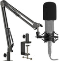 AT2020 Mic Stand with Shock Mount and Pop Filter, Suspension Scissor AT2020 Boom Arm Stand with Upgraded Heavy Duty