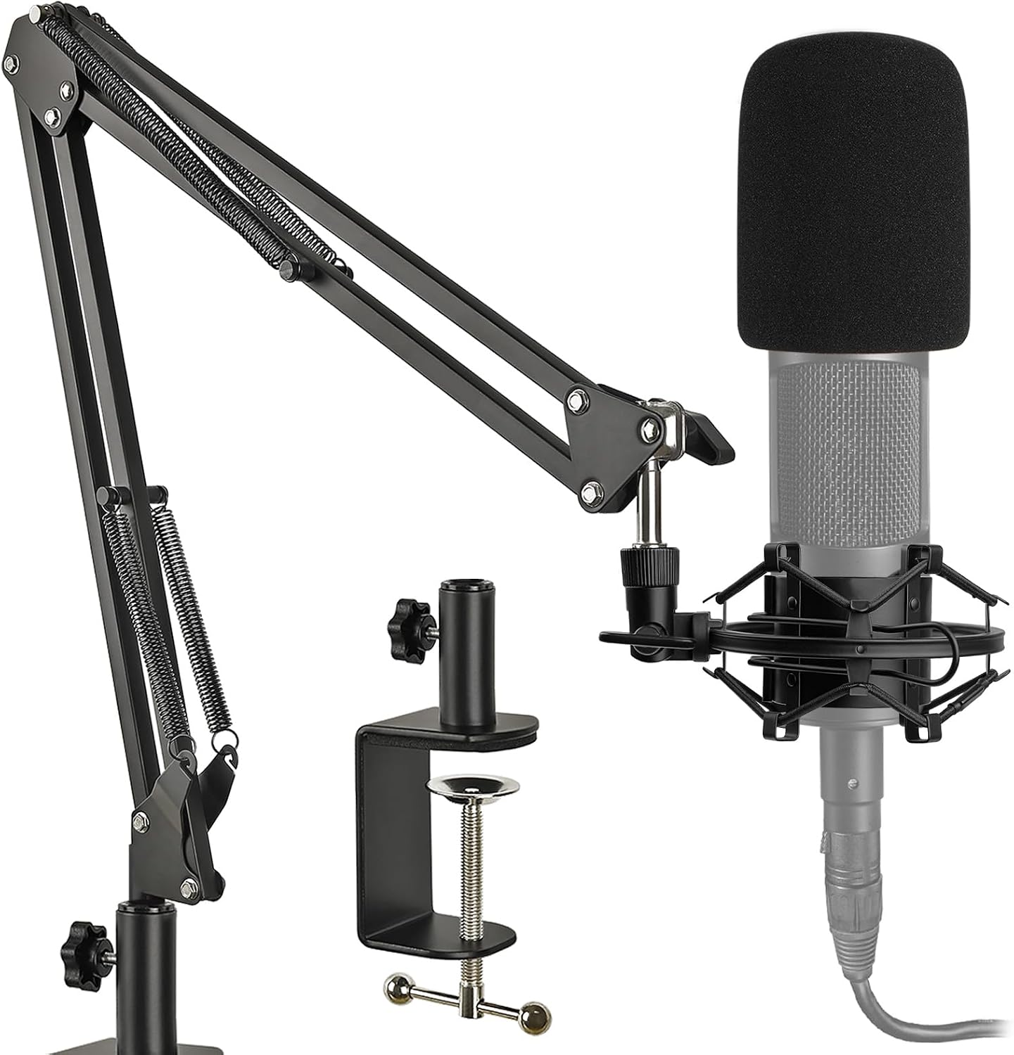 AT2020 Mic Stand with Shock Mount and Pop Filter, Suspension Scissor AT2020 Boom Arm Stand with Upgraded Heavy Duty