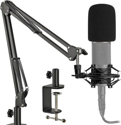 AT2020 Mic Stand with Shock Mount and Pop Filter, Suspension Scissor AT2020 Boom Arm Stand with Upgraded Heavy Duty