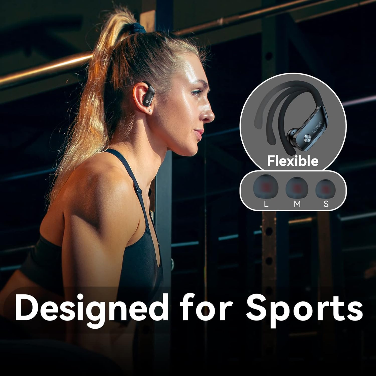 Ear Buds Wireless Earbuds Bluetooth Headphones with 80H Playtime LED Display Case, Over-Ear Hook with Mic, Stereo