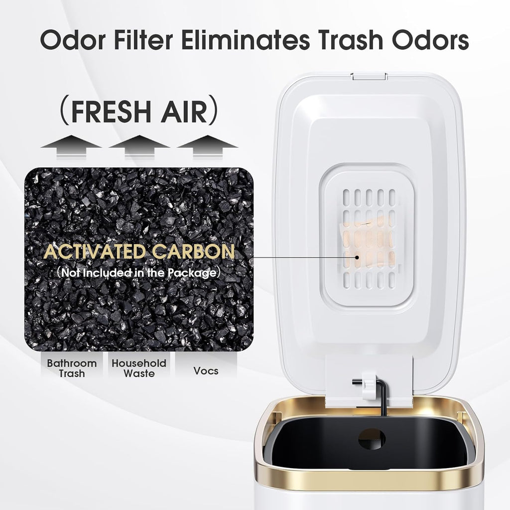 Small Bathroom Trash Can with Lid Soft Close-5L/1.3 Gal Stainless Steel Garbage Can-Step Pedal Wastebasket Slim Trash