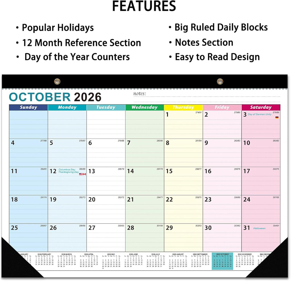 Desk Calendar 2026-2027 - 18 Month Desk Calendar july 2026-2027 Dec, 17" x 12", Large Desk Calendar with Thick Paper