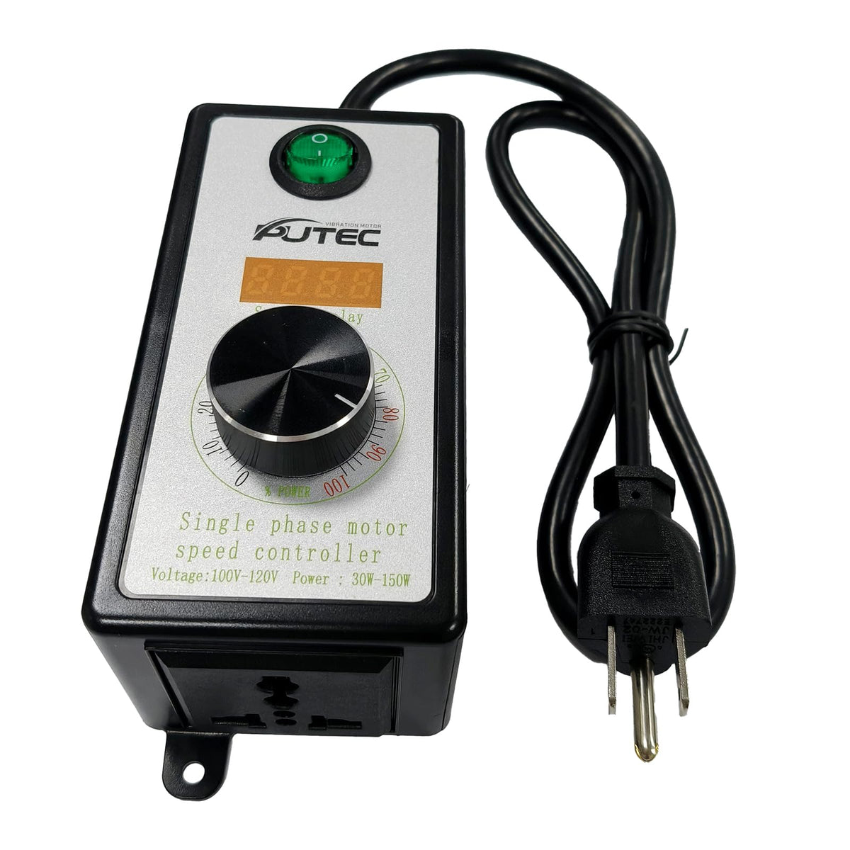 AC Motor Speed Controller Single Phase 110V/220V Vibration Motor Governor Supports Low Speed Start for 30W-120W Motor with Digital Display