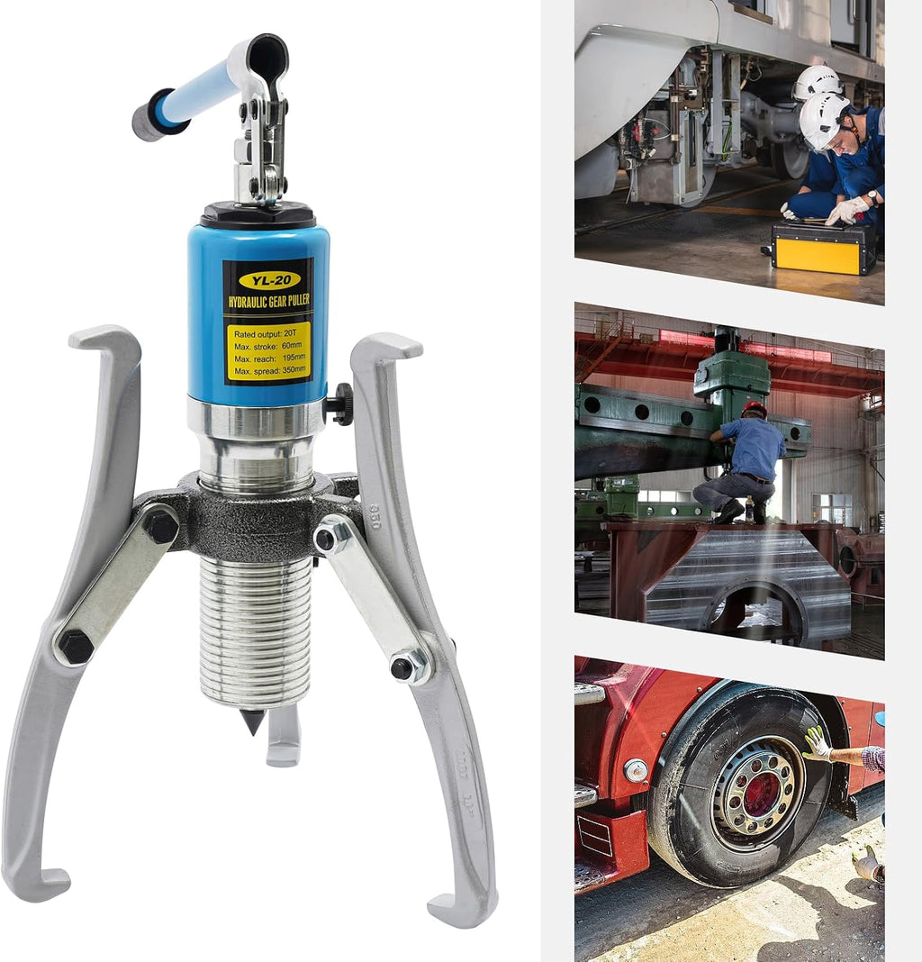 Hydraulic Gear Puller Set Wheel Bearing Puller Kit 20 Ton 2 or 3 Jaws Pulling Separator Tool Kit w/Carrying Case for