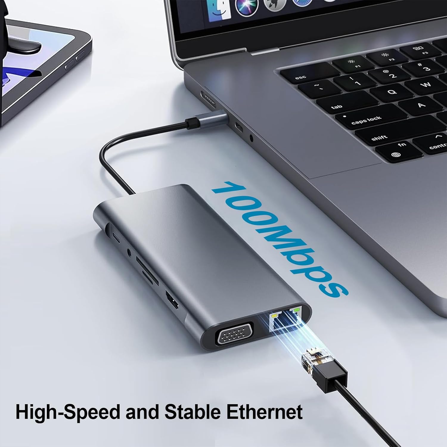 USB C Hub Multiport Adapter, 11 in 1 USB C Docking Station with 4K HDMI, 1080P VGA, 100W PD, USB 3.0, RJ45 Ethernet