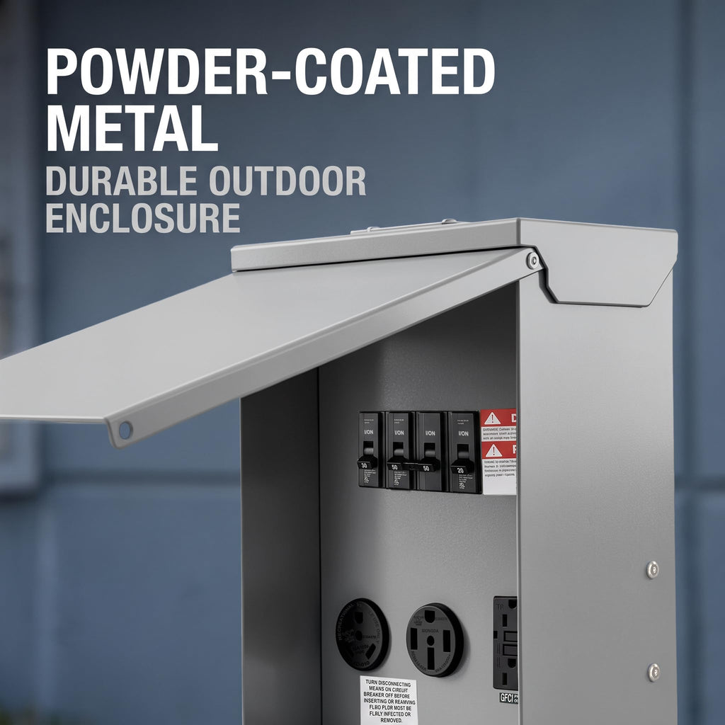 RV Temporary Power Panel, Weatherproof Pre‑Wired Receptacle Box