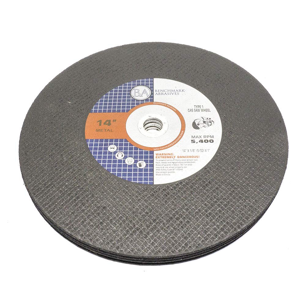 Benchmark Abrasives 14" Aluminum Oxide Type 1 Cut Off Wheels, 1" Arbor
