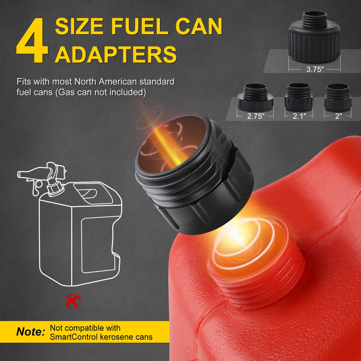 SKYJDM 3.2GPM Portable Fuel Transfer Pump with Auto-stop Sensor, Yellow
