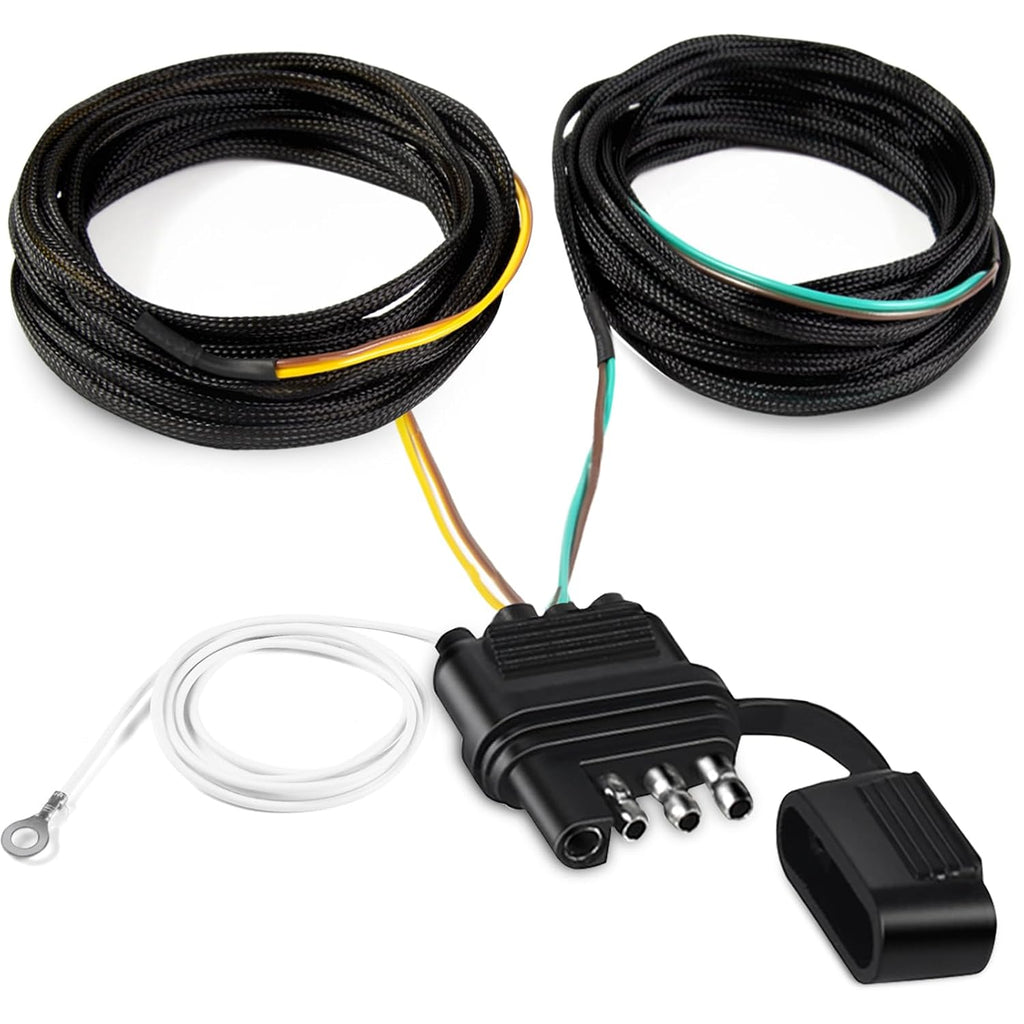 22FT 4 Pin 5 Wire Trailer Wiring Harness with Nylon Net Tube Guard