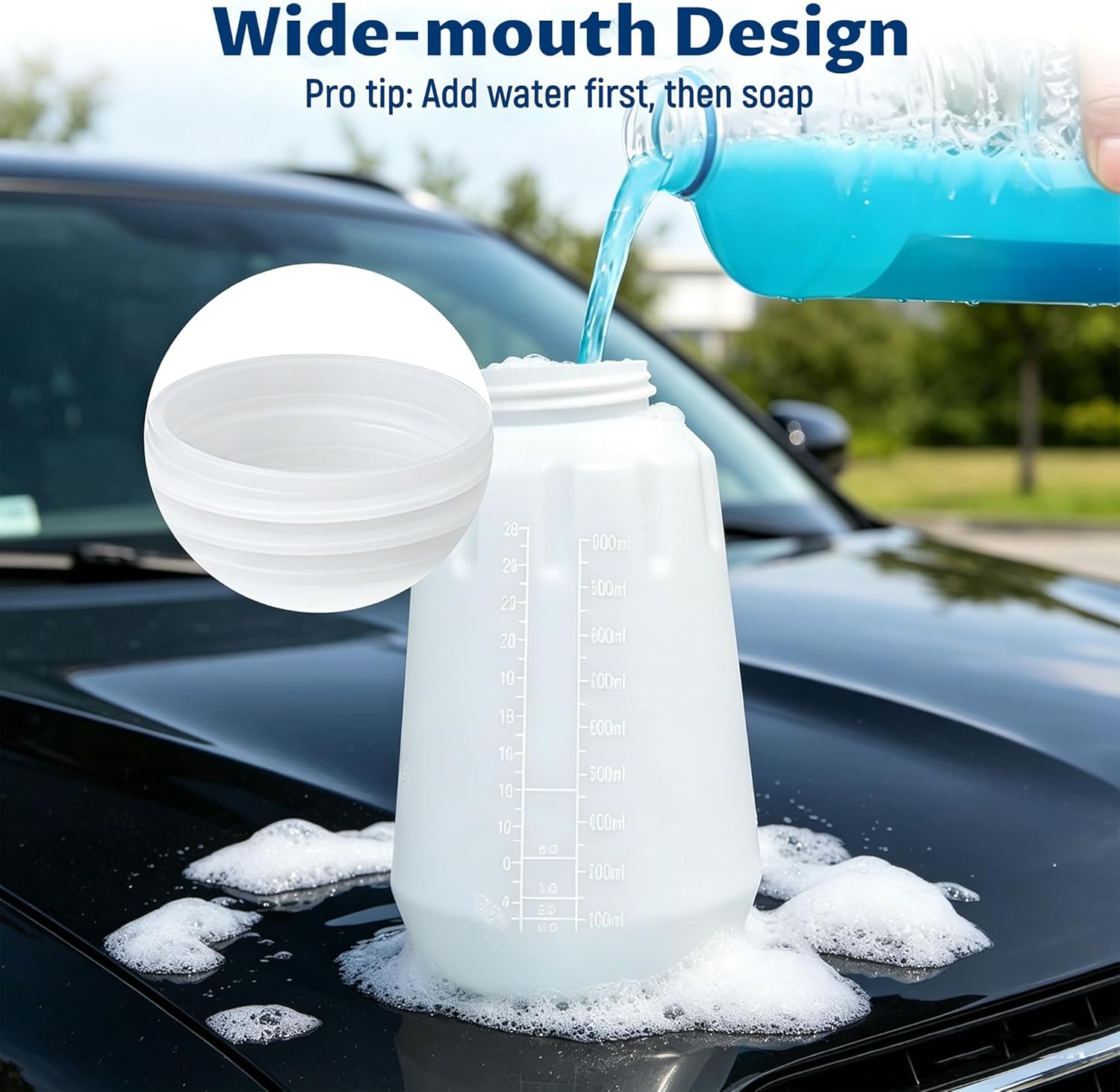 Foam Cannon for Pressure Washer, 1000ml Wide Mouth Snow Foam Lance, 1/4 Inch Quick Connector, Adjustable Foam