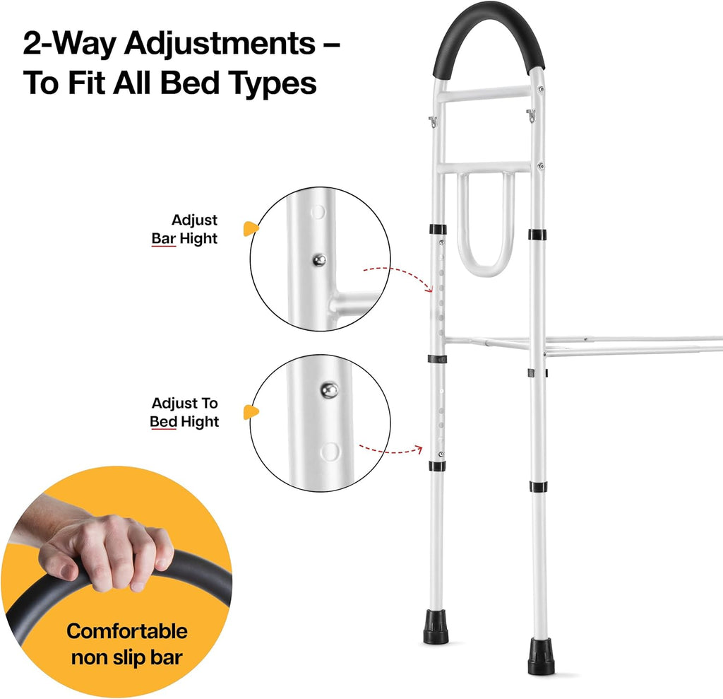 Bed Assist Rail Bed Rails Ror Seniors with Adjustable Heights with Storage Pocket Easy to get in or Out of Bed Safely