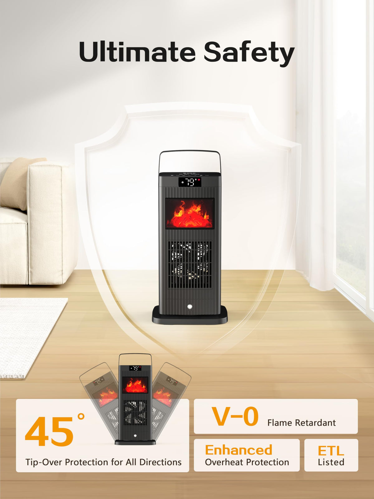 2026 Space Heater 1500W Portable Electric PTC Ceramic