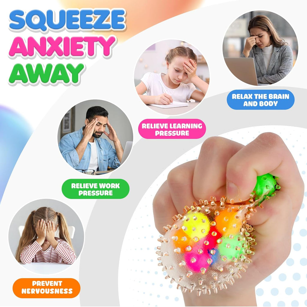 6 Set Squishy Sensory Stress Squeezing Balls for Adults | Sensory Calming Tool to Relieve Nervousness, Vent Mood and