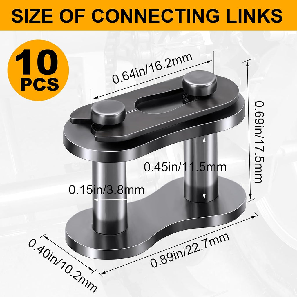 PAGOW 10pcs 40 Roller Chain Connecting Links, Master Connector Link, Heavy Duty Manganese Steel