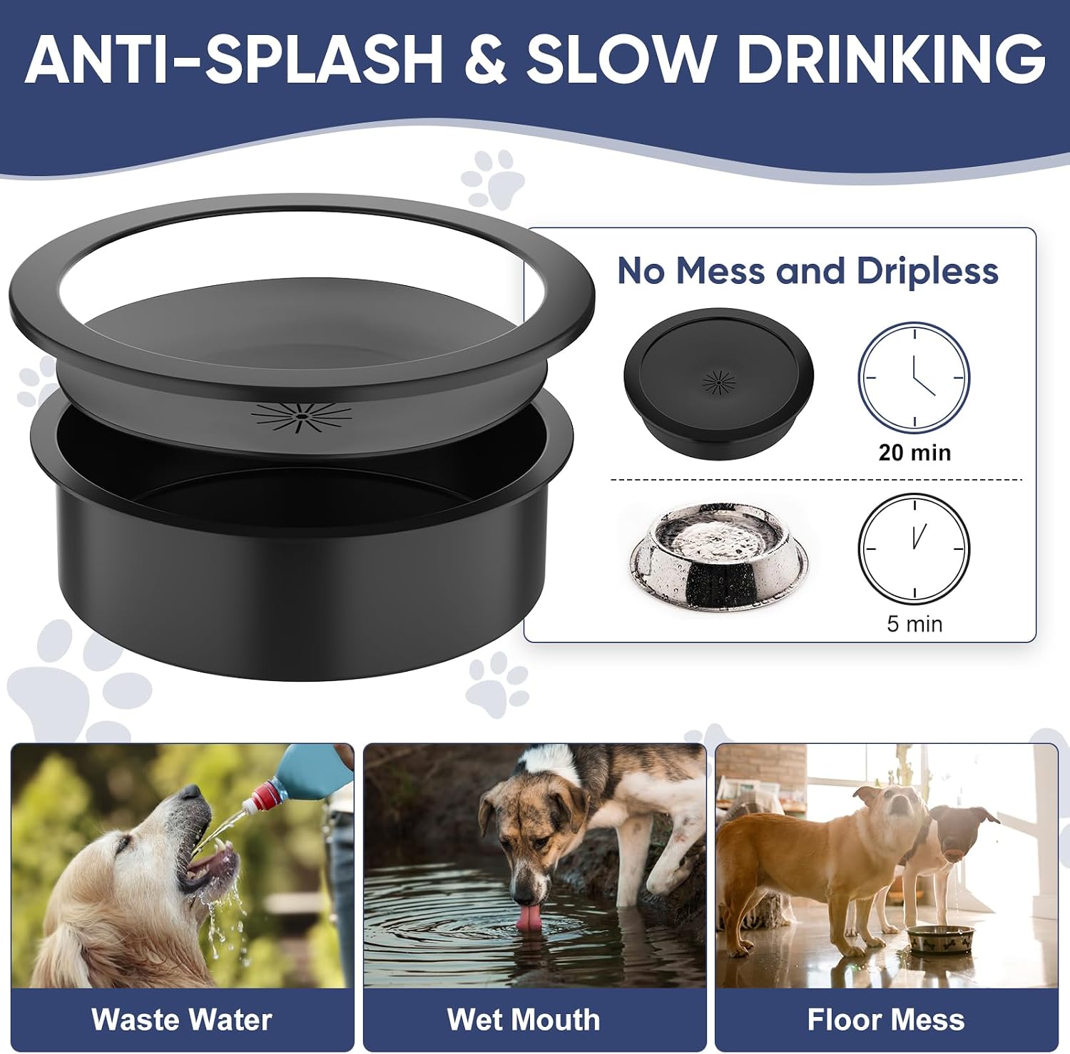 Elevated Dog Bowls Large Breed Raised Dogs Bowl Stand Large/Medium Sized Dog Slow Feeder Dogs Bowls Food Water Stands