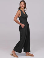 Women's Linen Sleeveless Wrap Jumpsuits
