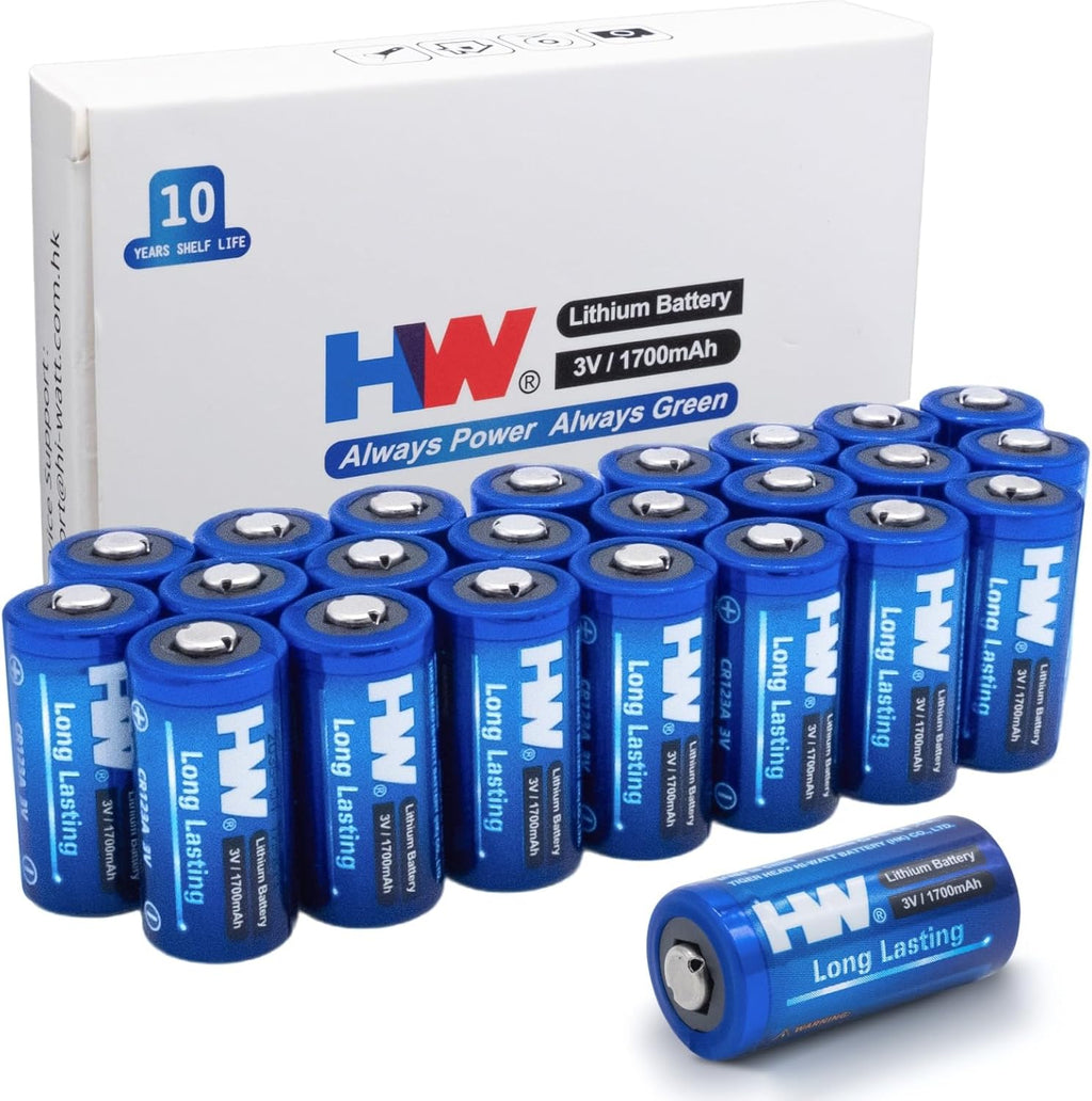 CR123A 3V Lithium Battery, [24-Pack] 1700mAh High Capacity CR17345, 3 Volt 123 Batteries for Fire Alarm/Range