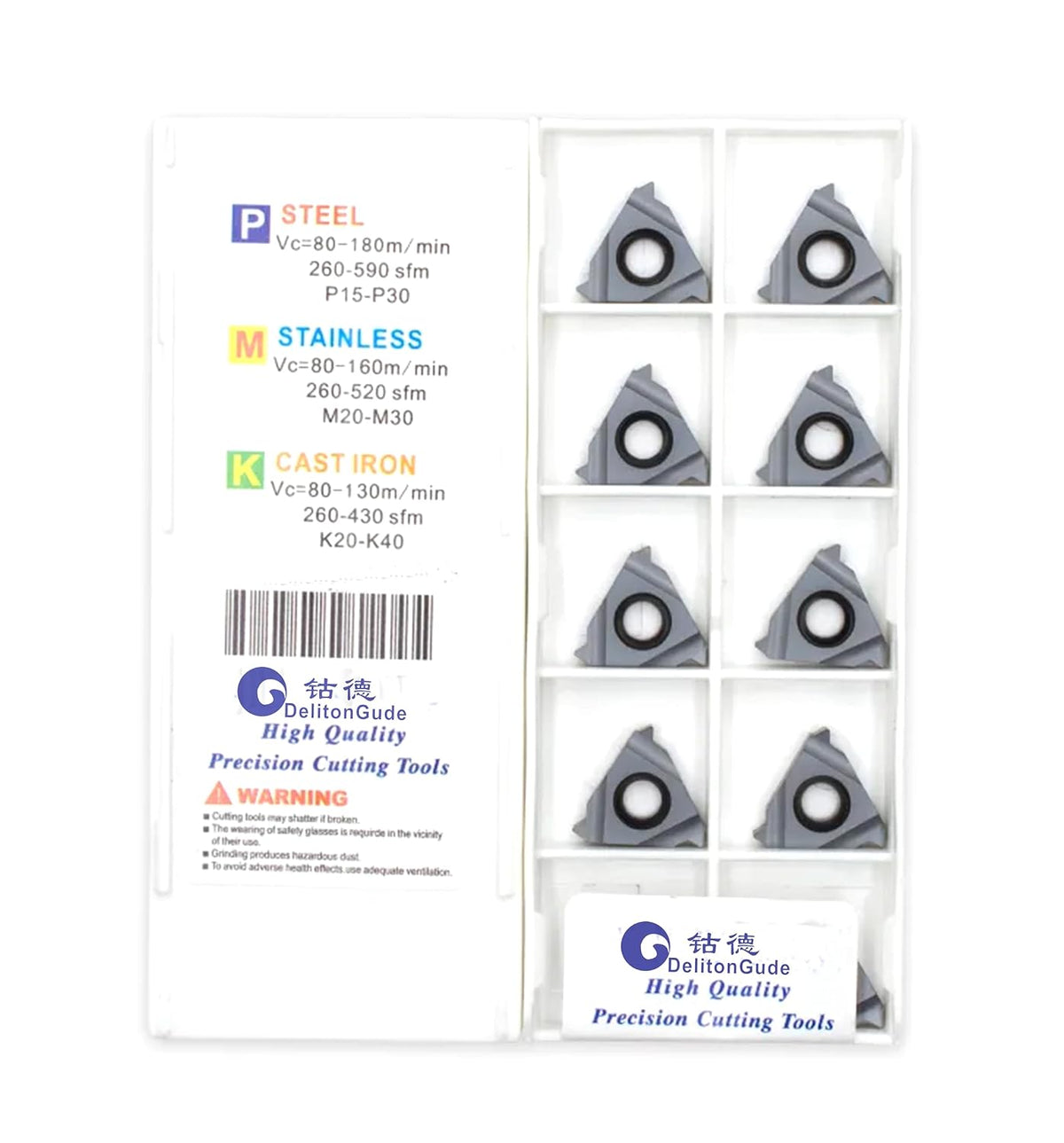 10Pcs 16IR AG60 CNC Lathe Indexable Threading Carbide Insert Blade for Metal(16IR AG60 LDA)
