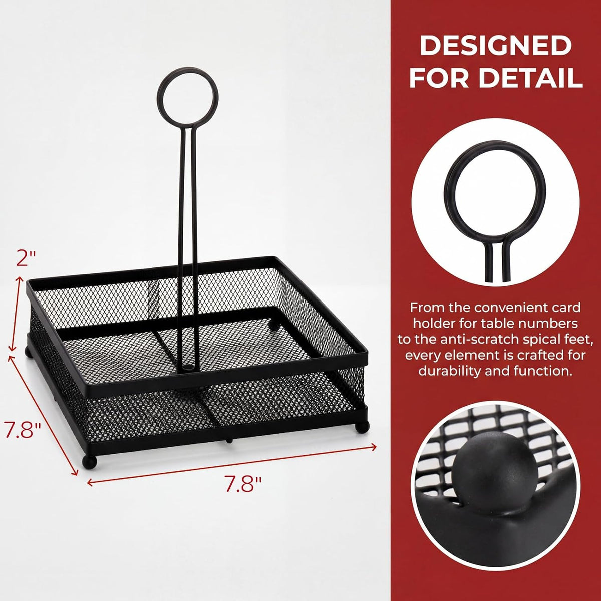 2 Pack Metal Condiment Caddy, Square Table Caddy with Number Holder