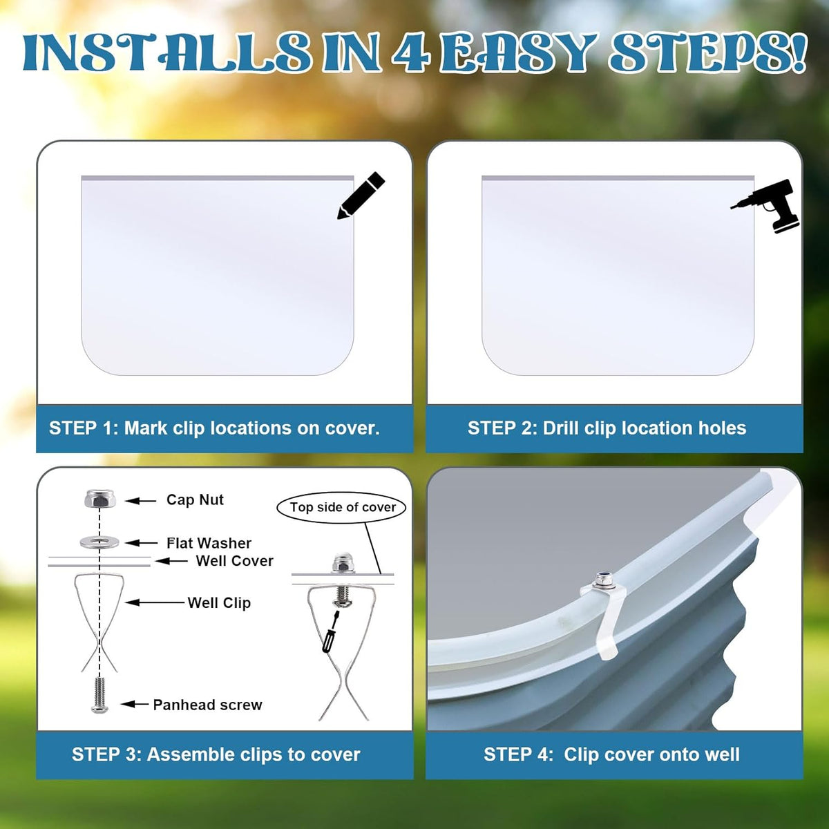 39"L x 18"W Outside Window Well Covers with Mounting Clip