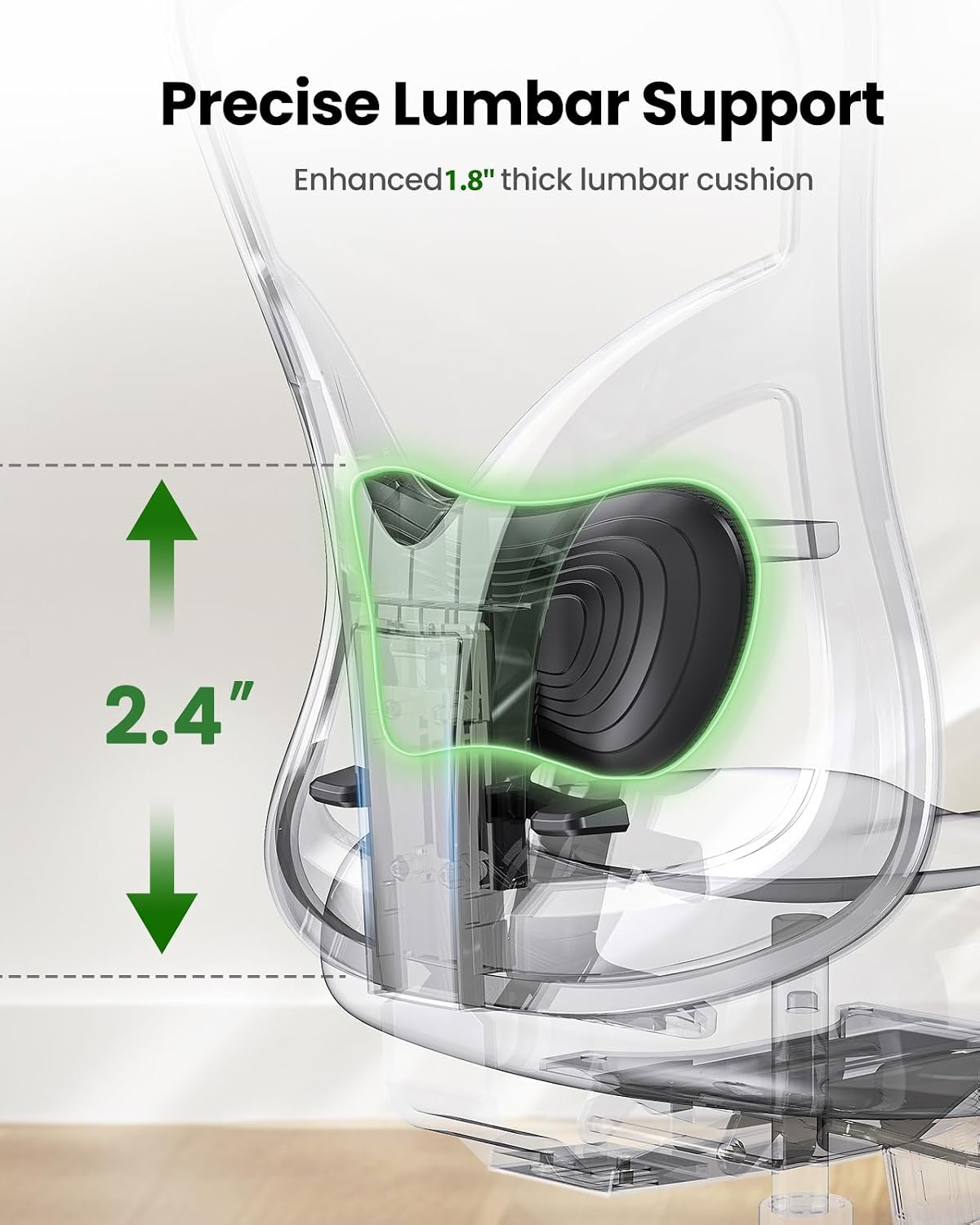 Ergonomic Office Chair Ergonomic Gaming Chair with Lumbar Support, 2D Headrest, Adjustable Armrests, Contoured Seat