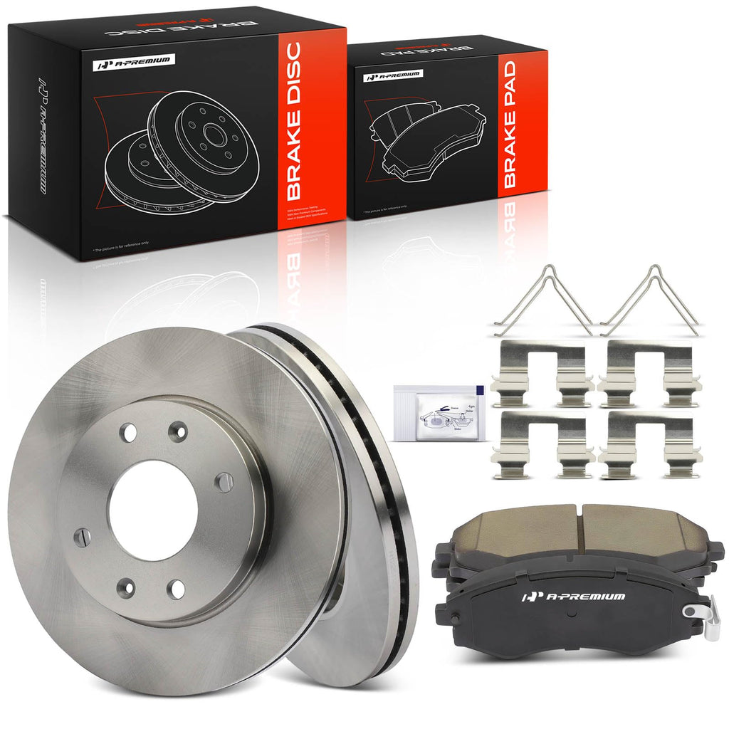 A-Premium 10.12 inch (257mm) Front Vented Brake Rotors and Ceramic Pads Kit