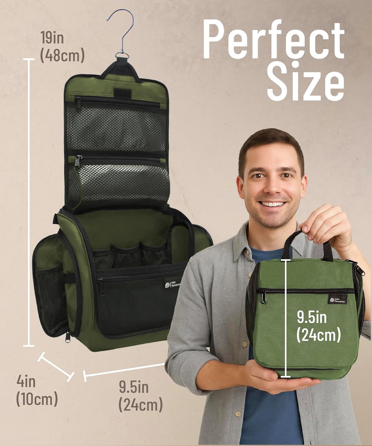 D&D Wanderlust D&D Hanging Travel Toiletry Bag for Men and Women – Cosmetics, Makeup and Toiletries Organizer Kit