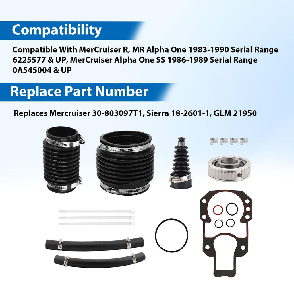 MXSAG Bellows Repair Kit #803097T1 For Marine Outdrive Service
