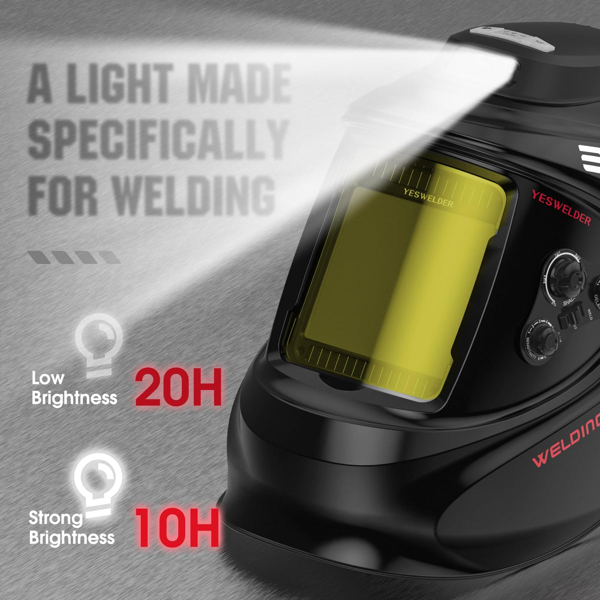 Welding Helmet with Rechargeable Fan and Work Light