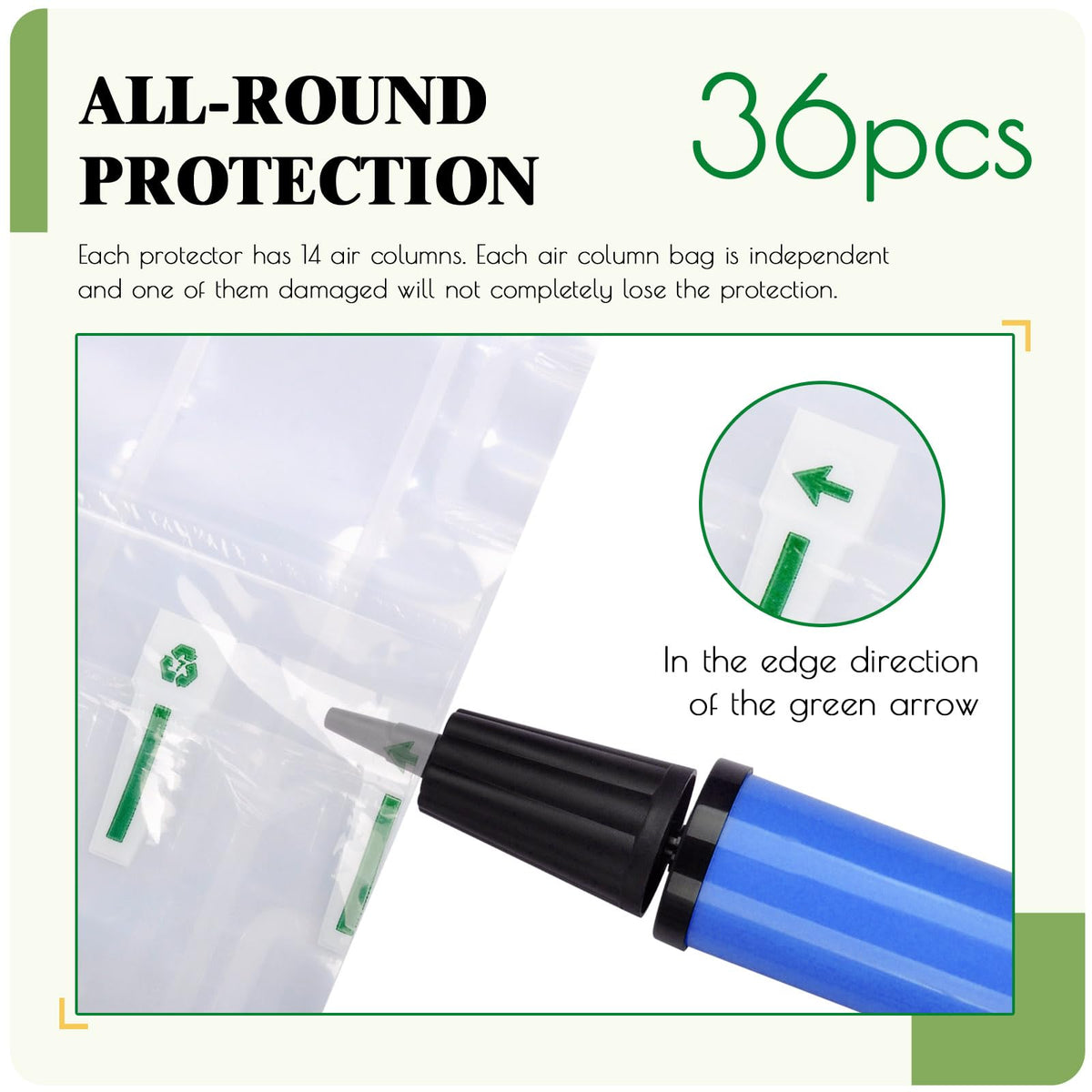 Wine Bottle Protector Travel Bags, 36 Pack Inflatable Air Column Packaging Bubble Cushion Wrap for Suitcase Luggage
