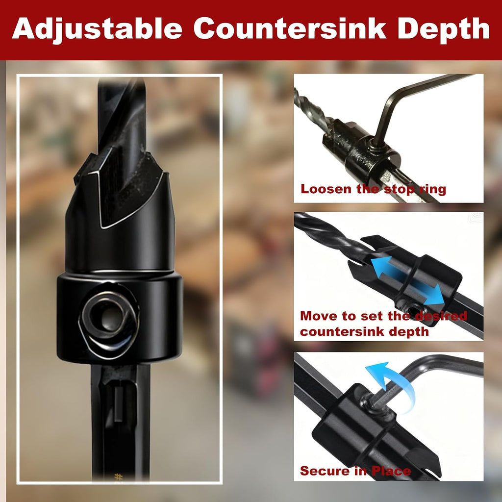 15-Piece Countersink Drill Bit Set, with 2PC Wood Plug Cutters