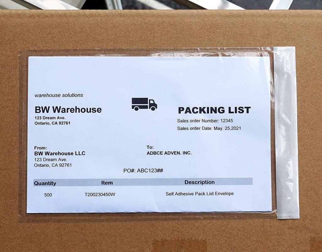 (300 Pcs) Premium 6''x10'' Packing List Envelope, Tailored Size for Letter-size Paper Folded in Half, Adhesive