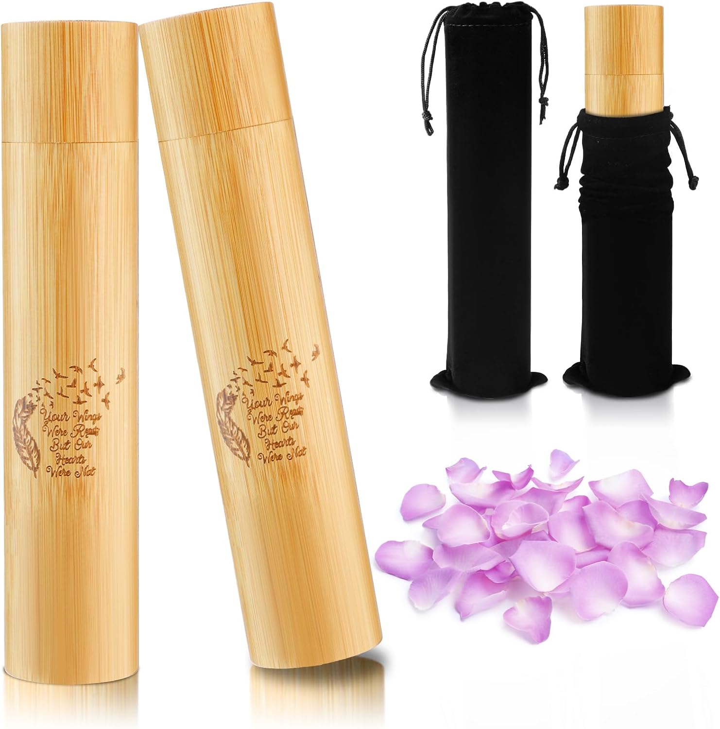 2 Sets Bamboo Scattering Cremation Ash Scattering Urns Biodegradable Urns for Human Adult Small Tube Keepsake Urn and