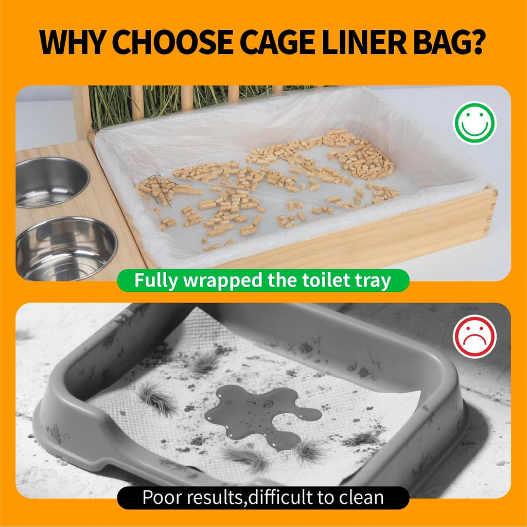 Small Animal Bedding & Litter,50 pcs Disposable Rabbit Cage Liner Bags 3s Quick Clean for Bunny Cat Guinea Pig Ferret