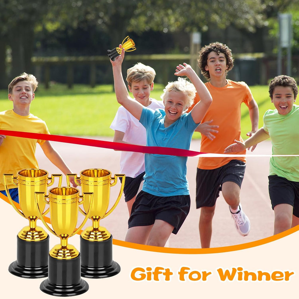 Mini Trophies, 24PCS Gold Trophy Award, Plastic Trophies 4 Inch Trophy Cups | Award Trophies for Party Favors, Props