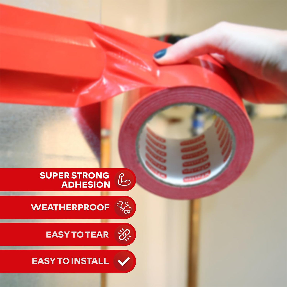 Super Strong Duct Tape 2 Inches x 50 Yards (Red, 2-Inch by 50-Yards)