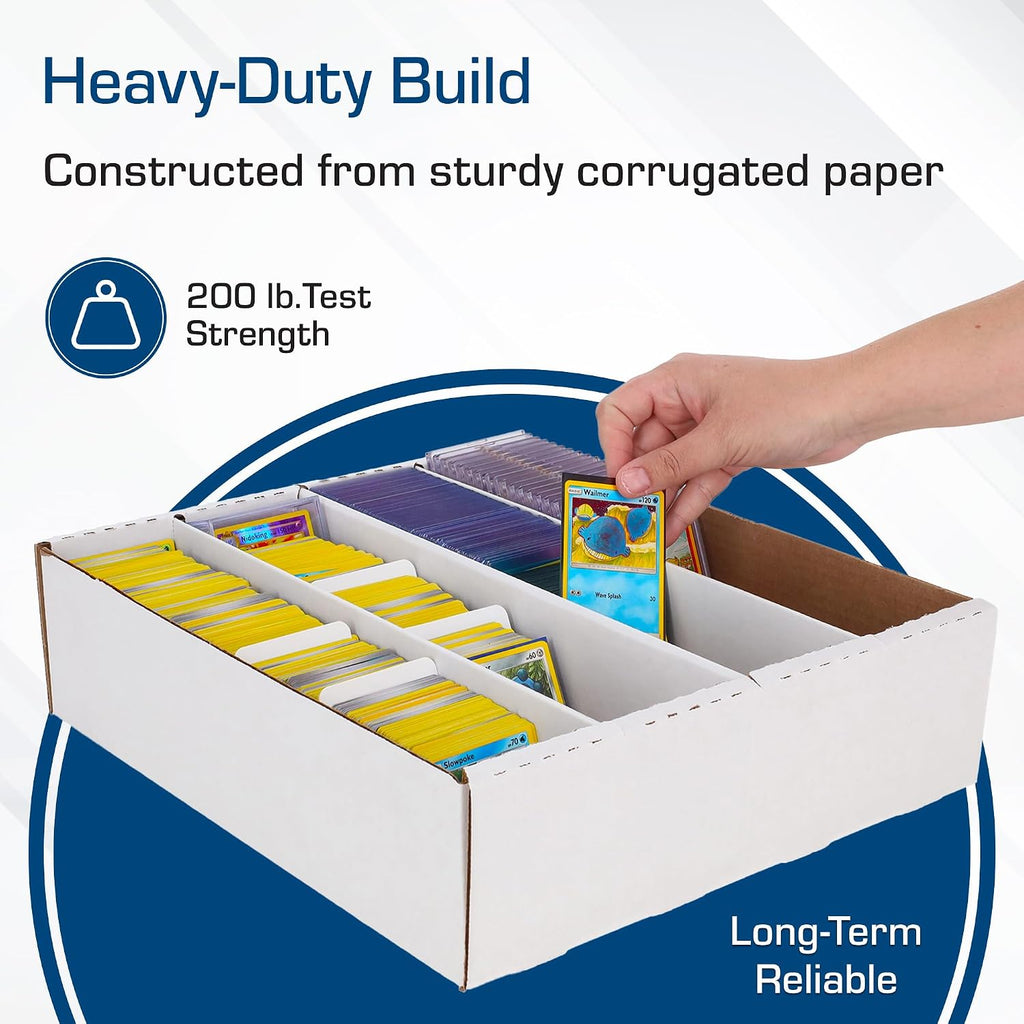 Monster Trading Card Storage Box, Holds 3,200 Cards, White, 2 Pack | Four-row box holds 3,200 standard or 4,560