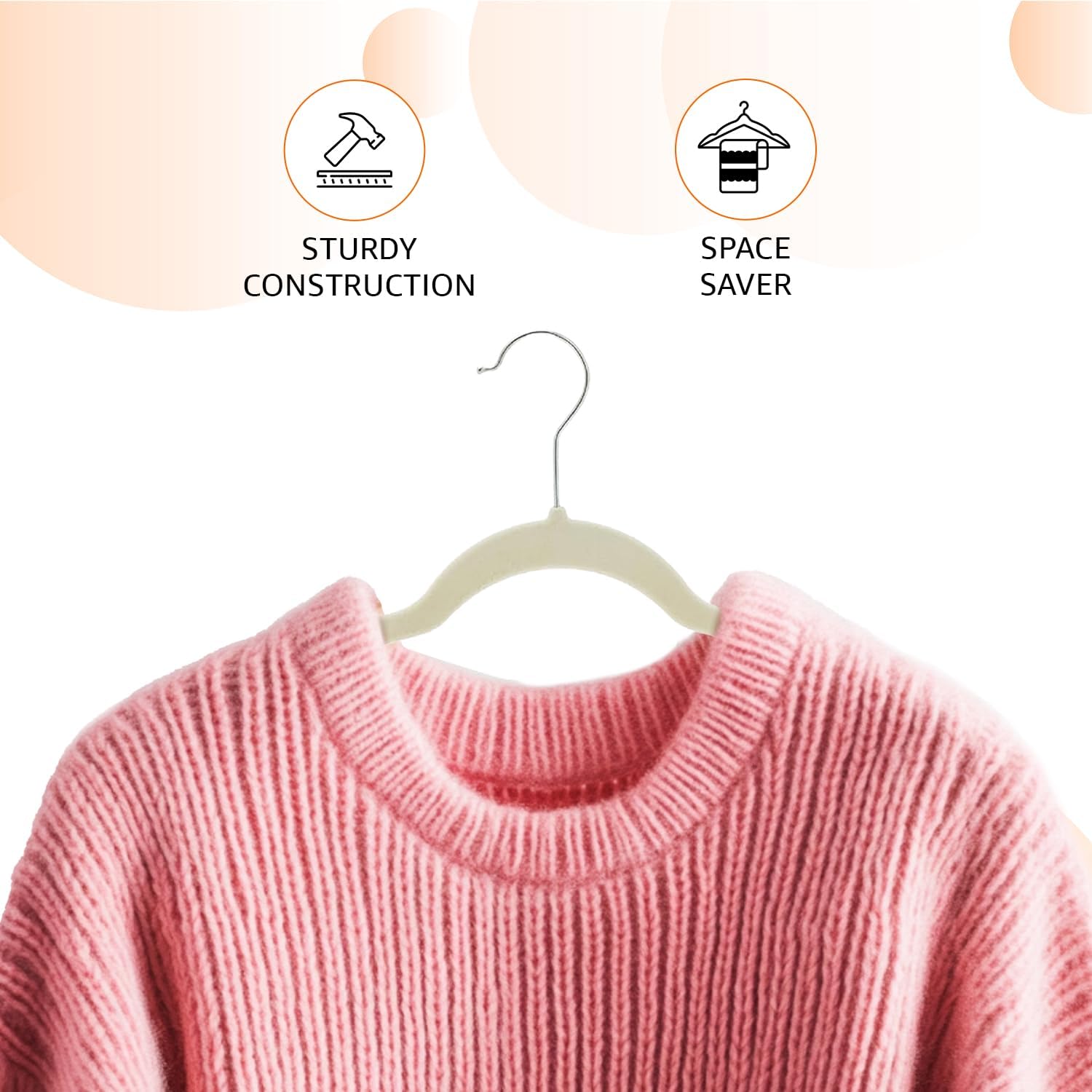 Slim Velvet Non-Slip Space Saving Suit Clothes Hangers, Closet Organizer, Ivory/Beige, 30-Pack
