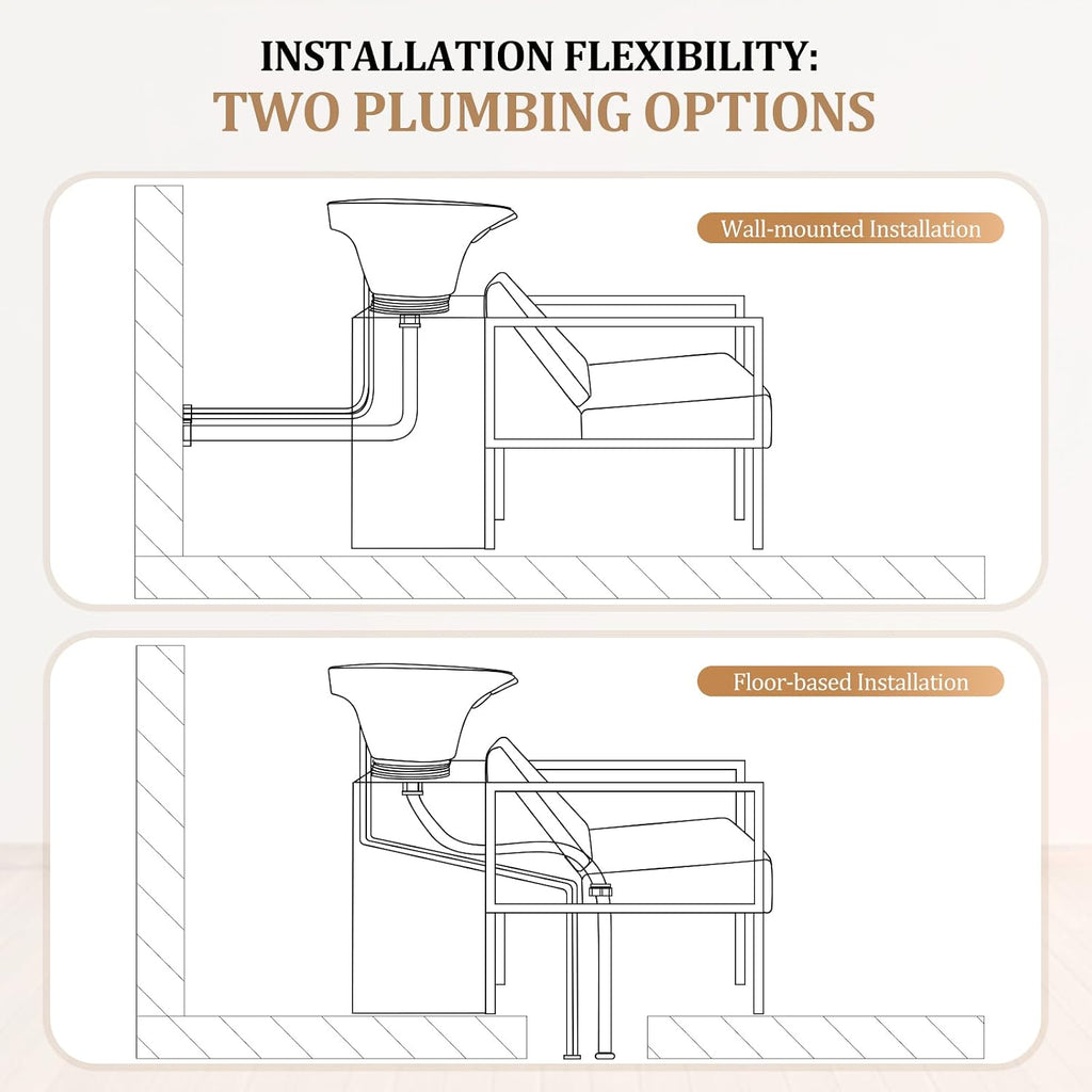 Salon Shampoo Bowl and Chair, Hair Washing Station w/Tilting Sink & Storage Cabinet, Backwash Barber Chair for