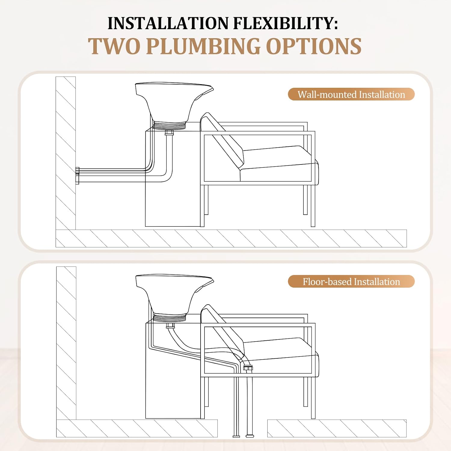 Salon Shampoo Bowl and Chair, Hair Washing Station w/Tilting Sink & Storage Cabinet, Backwash Barber Chair for