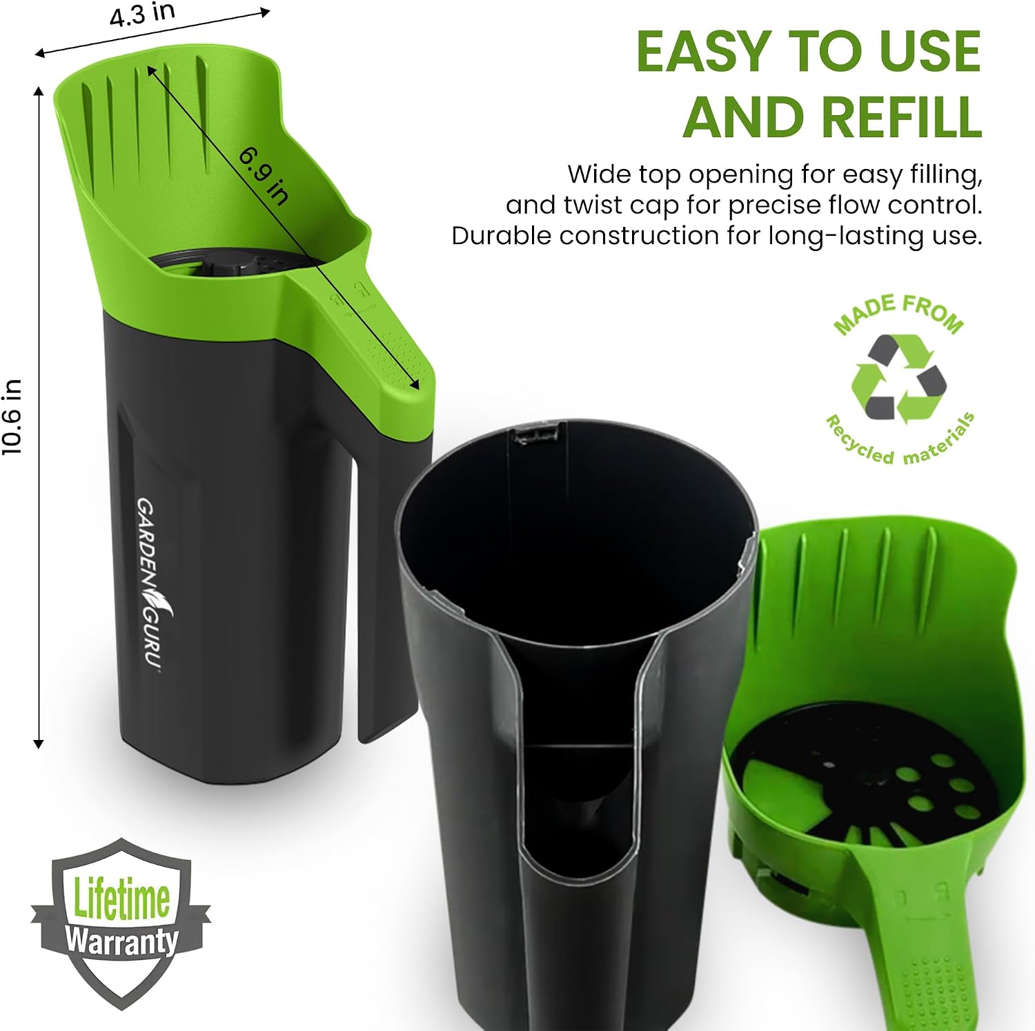 Garden Guru Handheld Seed Spreader Shaker – Multi Use Grass Seed, Fertilizer, Salt, Ice & Snow Melt Spreader –
