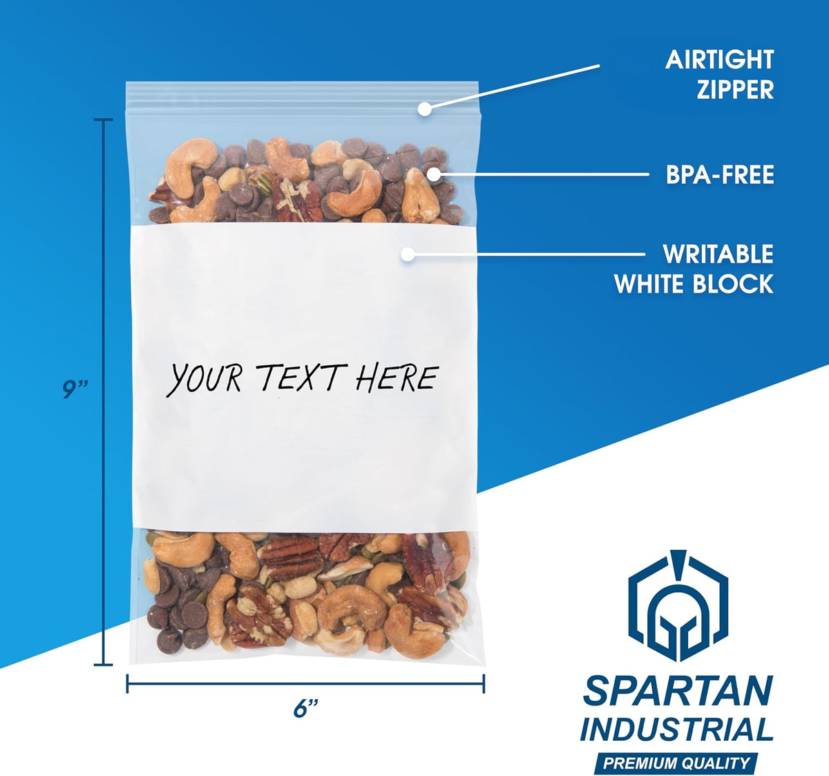 6" X 9" Zip Top Resealable Bags With Writable White Block (1000 Count)