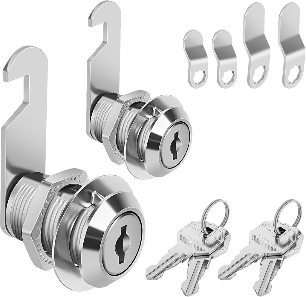Cabinet Cam Lock 3/4" Keyed Different Cam Locks with Keys Secure Files Drawers RV Storage Locks Replacement Set, Zinc
