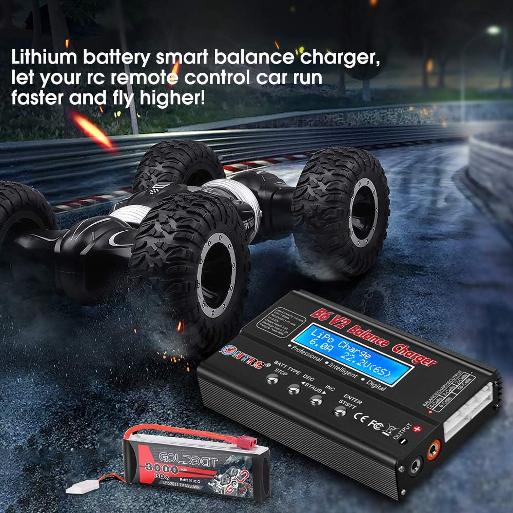 LiPo Battery Charger RC Car Balance Charger, 1S-6S Digital Discharger Battery Pack Charger 80W 6A for Li-ion Life