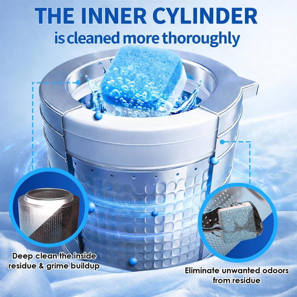 Enzyme Washing Machine Cleaner Tablets (24 Pack) – Protease Laundry Machine Cleaner for HE, Front Load & Top Load