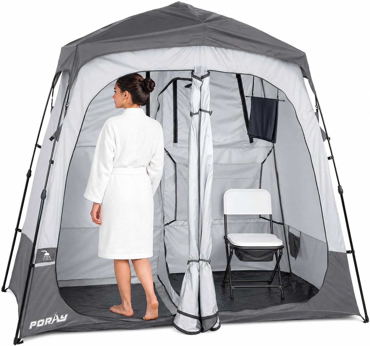 Camping Shower Tent Deluxe Changing Room Easy Set Up Privacy Shelter,Large Toilet Tent with Floor Drain Design for