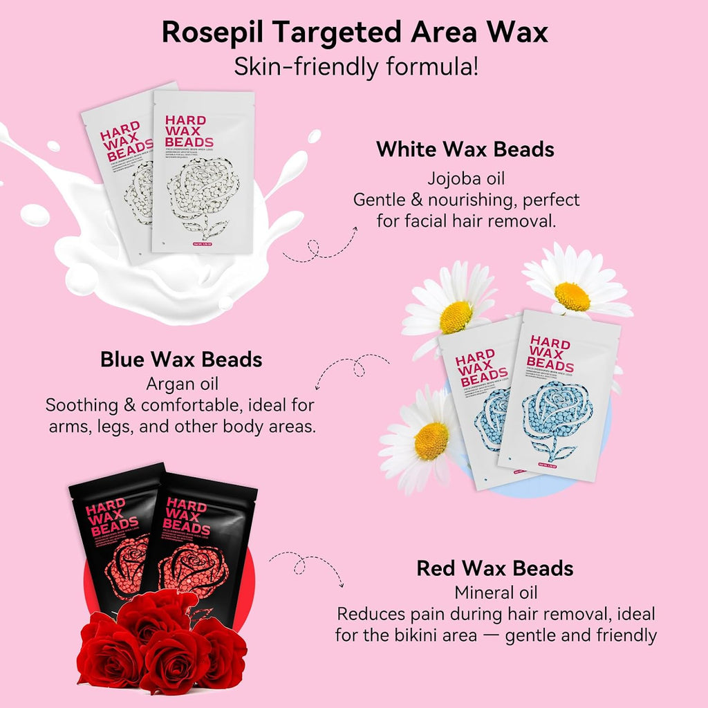 Digital Wax Warmer Waxing Kit for Women&Men-6pack Wax beads | Smart Temp Control, LCD Screen, Waxing beads 3 Colors*2