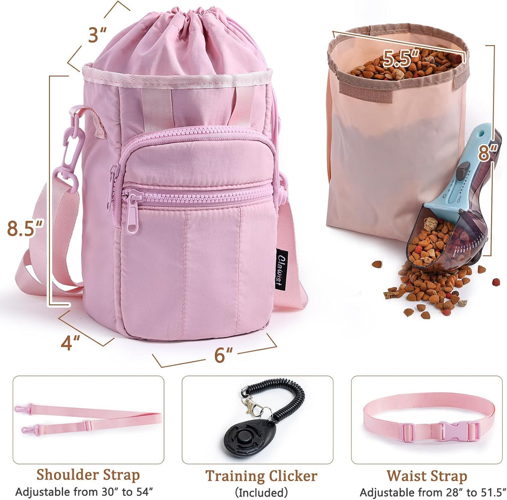 Stylish Dog Training Treat Pouch with Waist & Shoulder Strap, Dog Treat Bag for Walking and Training, Removable